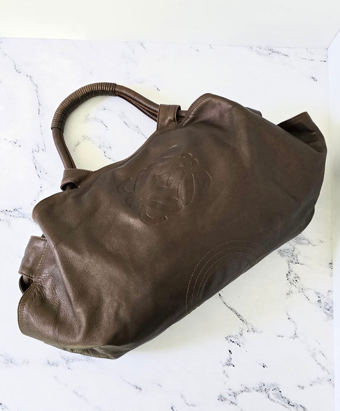 Loewe 中古咖啡色納帕雲朵包 側背包