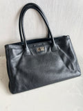 Chanel 復刻黑銀旋轉扣Executive Tote 托特包 單肩包 側背包 中古包