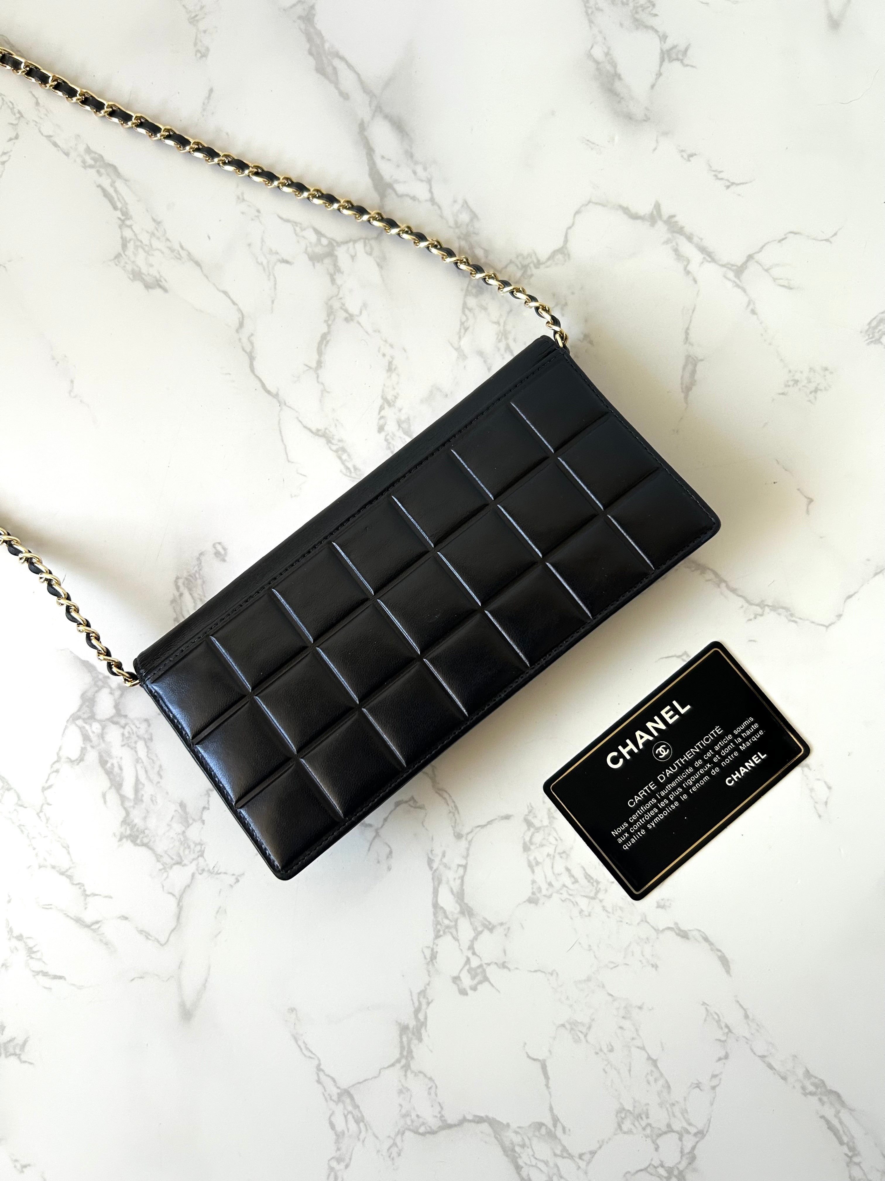 CHANEL Black Ice Cube Gold Buckle WOC Long Wallet / Diagonal Bag / Side Bag