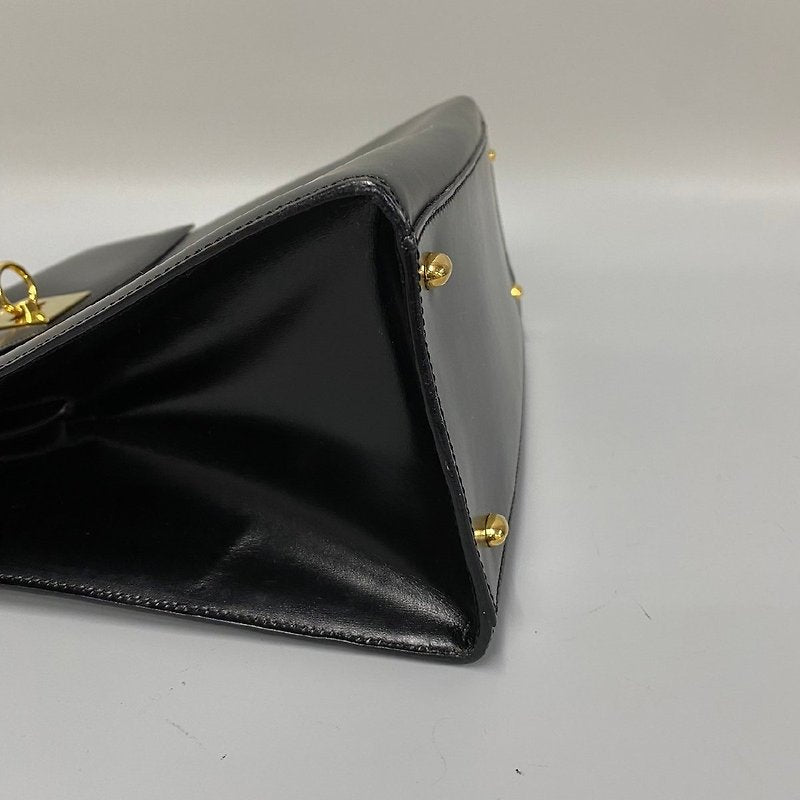 CELINE 稀有金陀錶鏈黑色金環扣小凱莉皮革側背包/手提包 - 日本中古二手Vintage