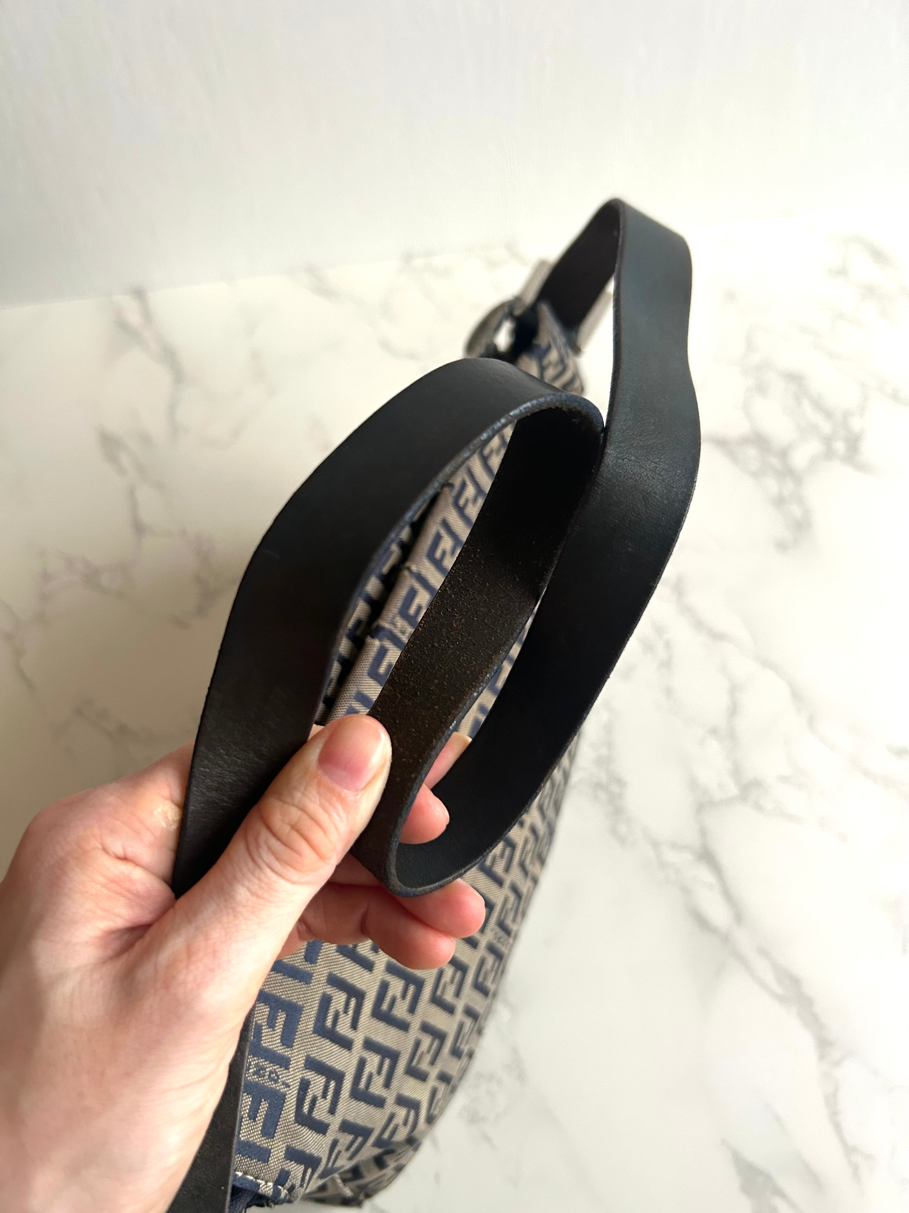 Fendi Gray-Black Mama Baguette Zucca Canvas Shoulder Bag