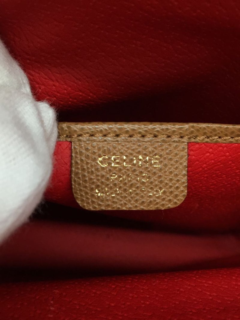 CELINE 稀有焦糖棕色十字旋轉金扣皮革後背包/背囊/雙肩包