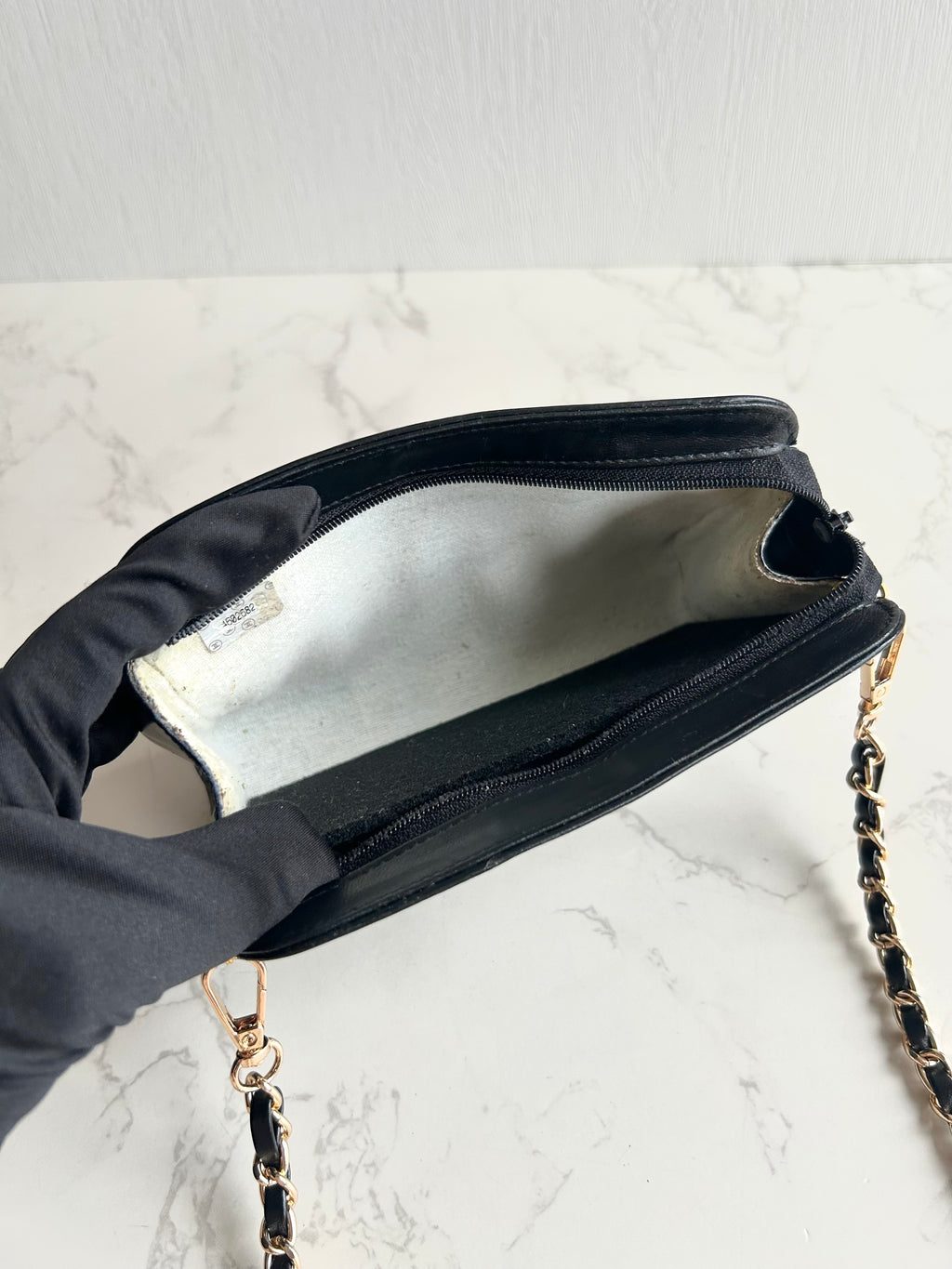 Chanel黑金色皮革斜背包 單肩包 側背包 中古包