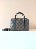 CELINE black old flower leather gold buckle Boston barrel small bag / side bag / oblique bag