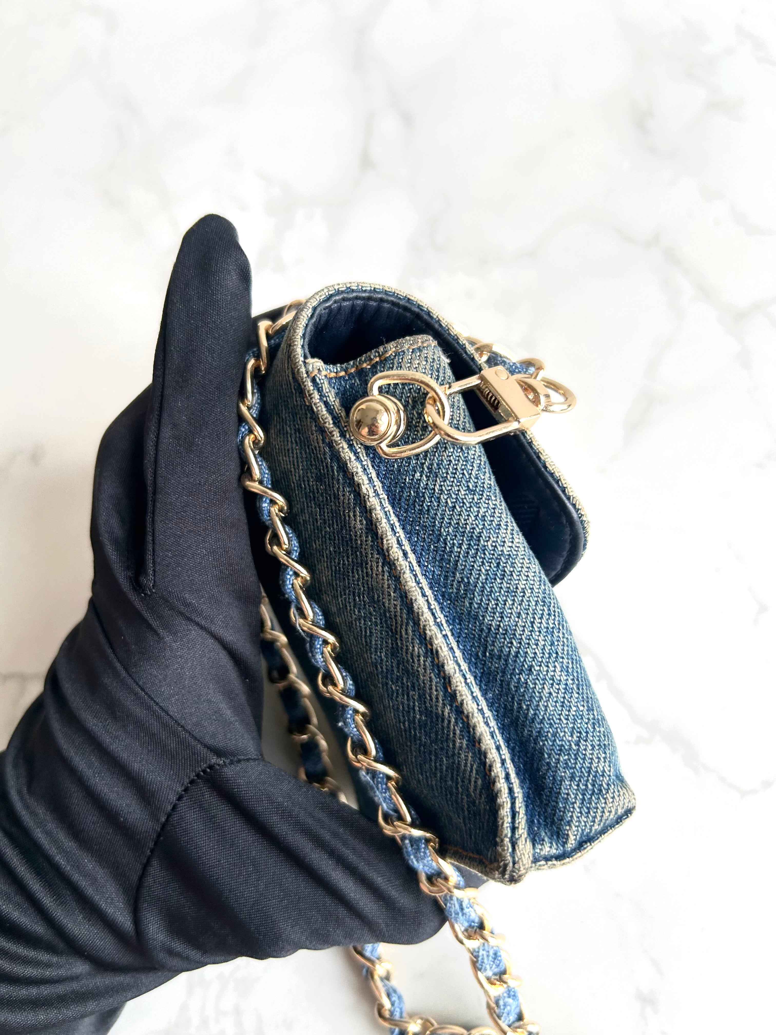 Chanel 牛仔布藍色斜背包 單肩包 側背包 中古包