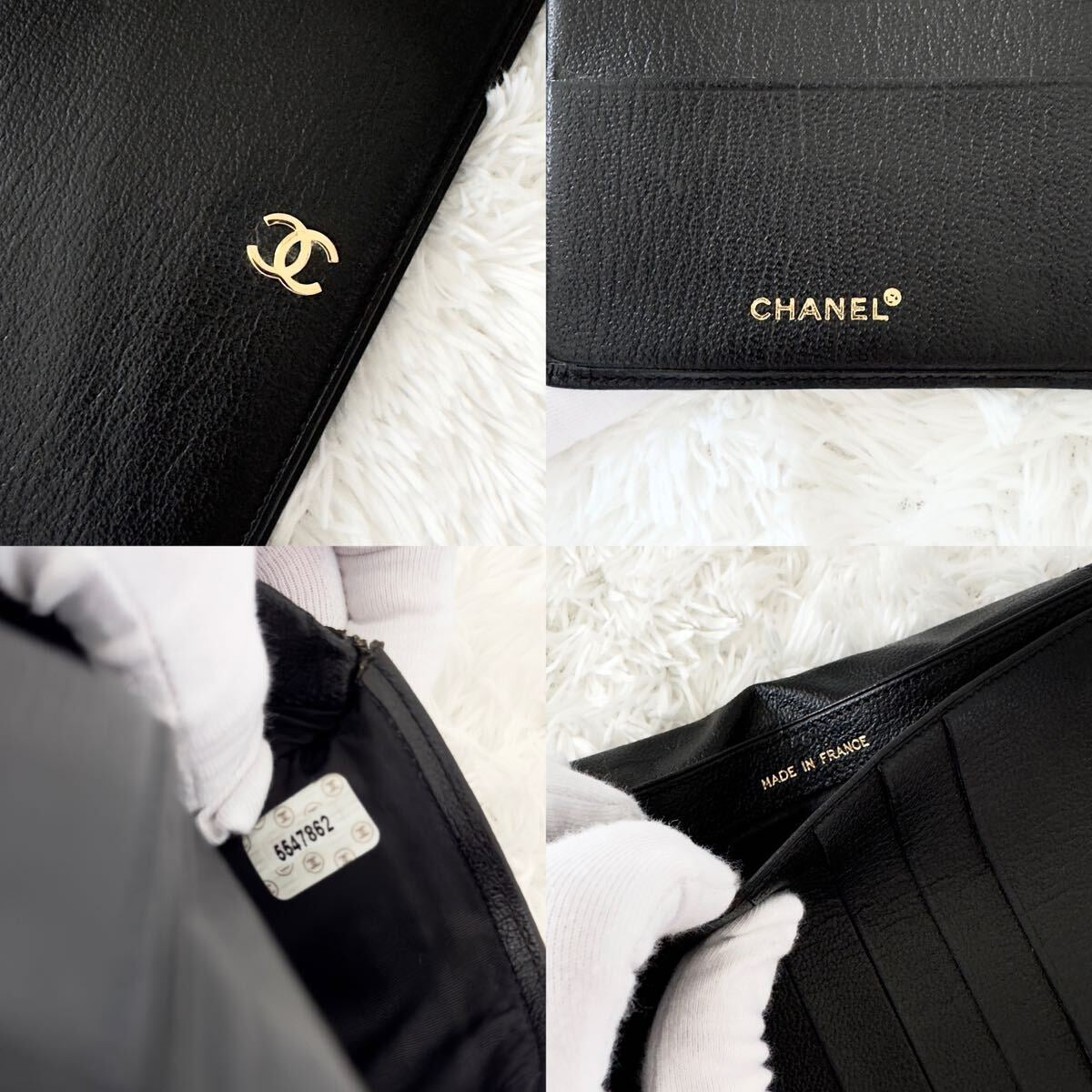 CHANEL rare black gold label short and medium wallet/wallet/passport holder