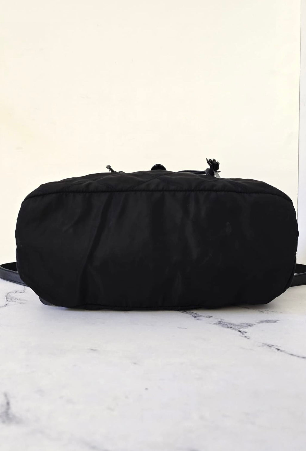 Prada 黑藍外縫格紋流蘇雙肩包 後背包 背囊