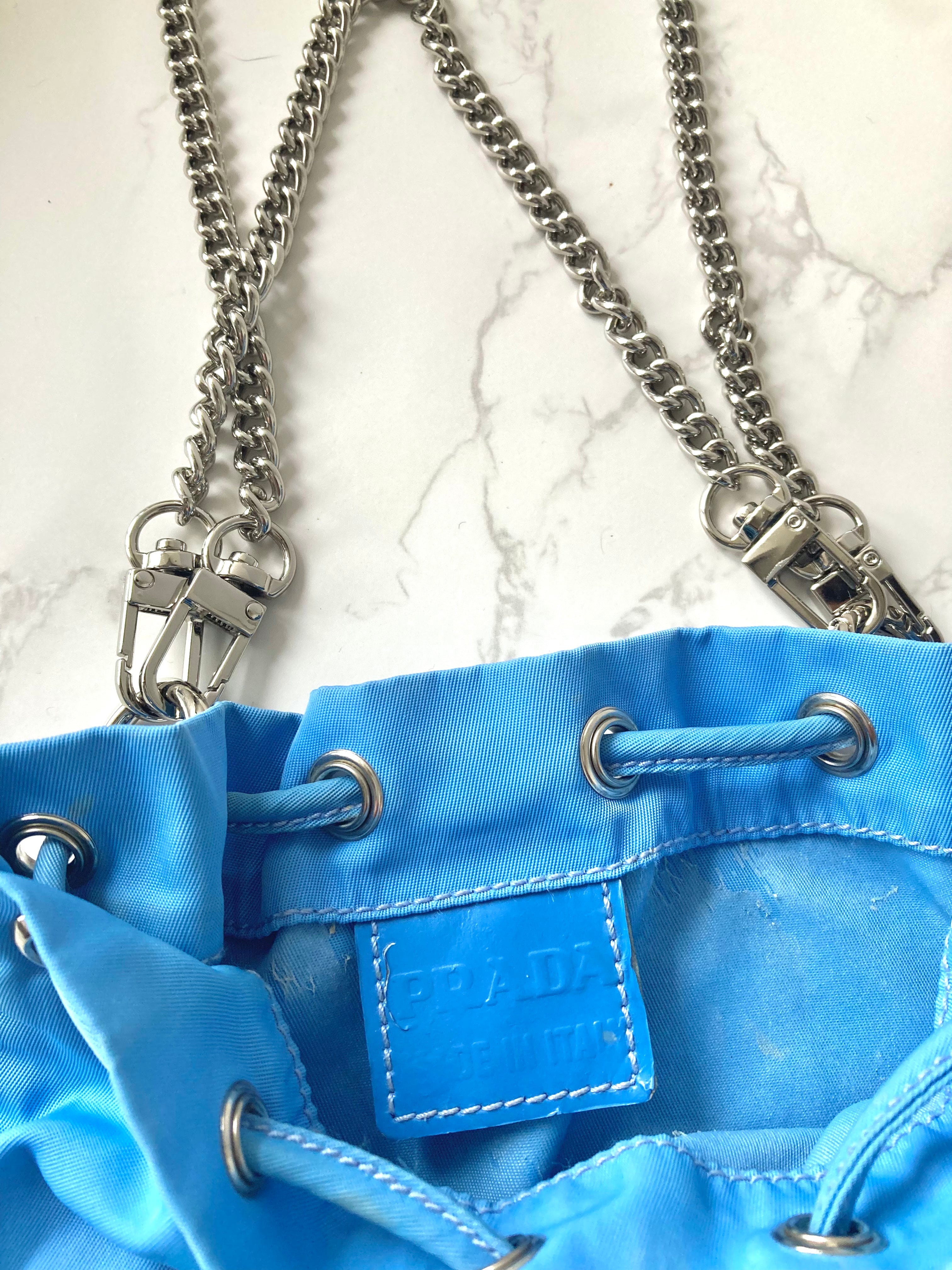 PRADA Parachute Chain Blue Mini Bucket (Add-on)