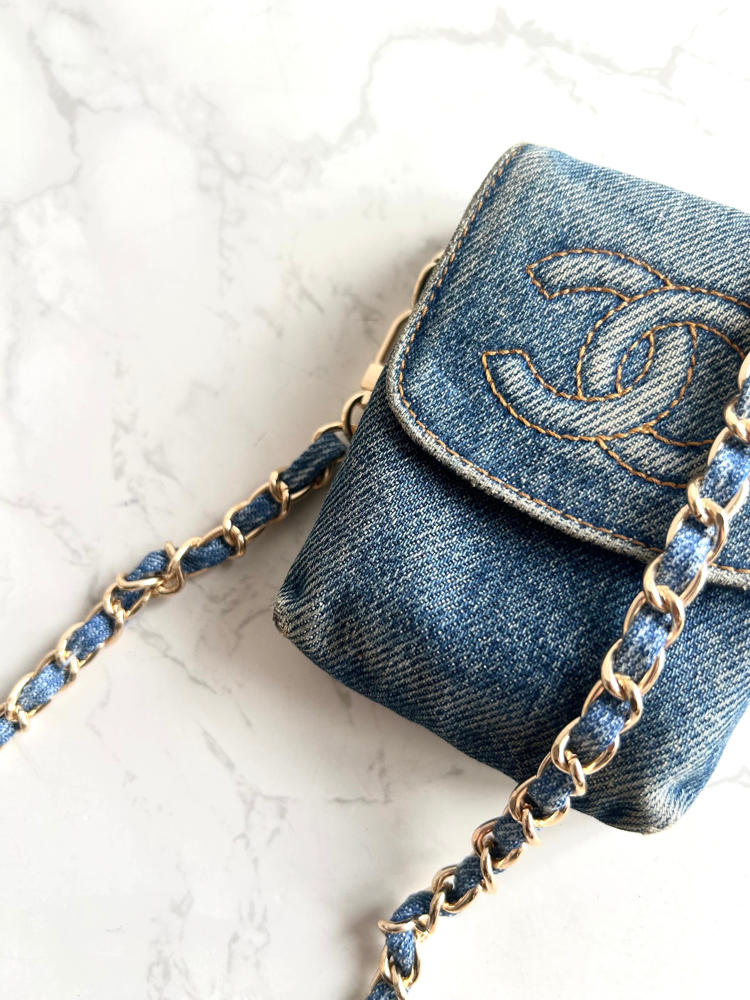 Chanel 牛仔布藍色斜背包 單肩包 側背包 中古包