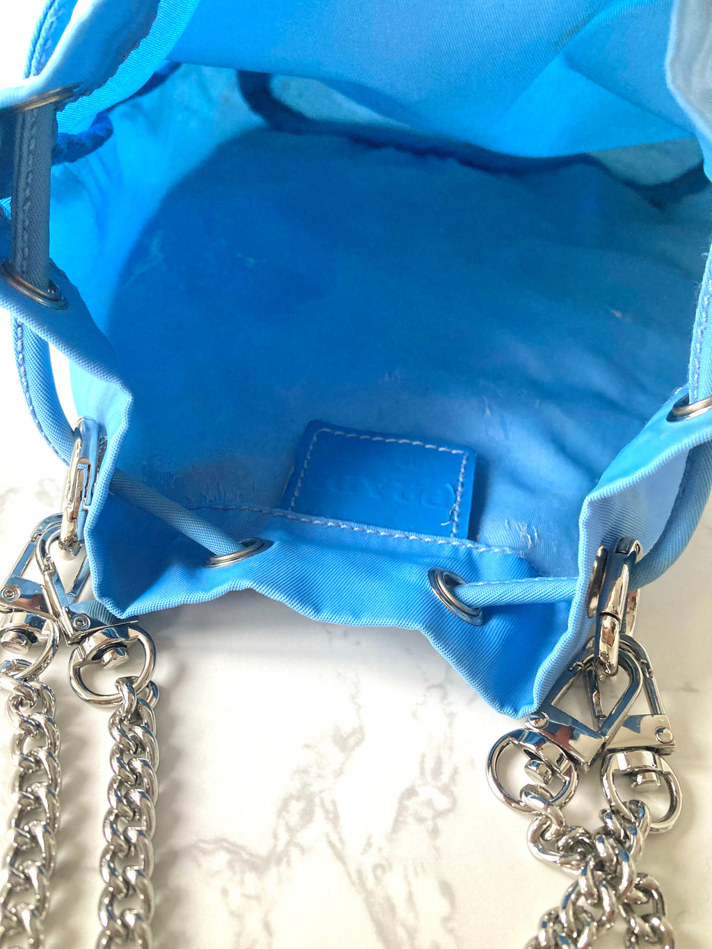 PRADA Parachute Chain Blue Mini Bucket (Add-on)