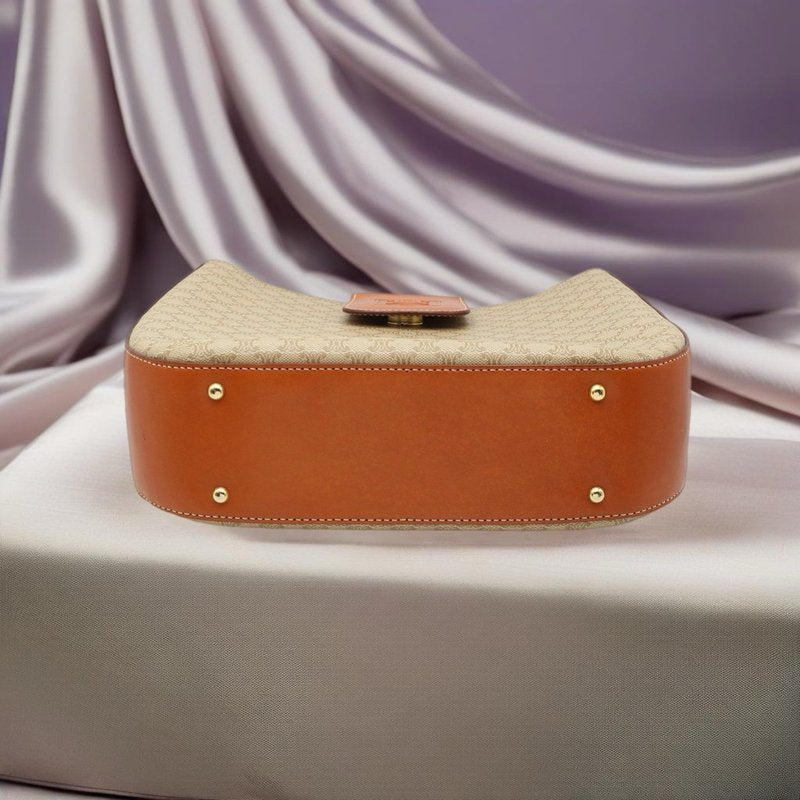 CELINE rare old flower patchwork leather saddle bag / side bag