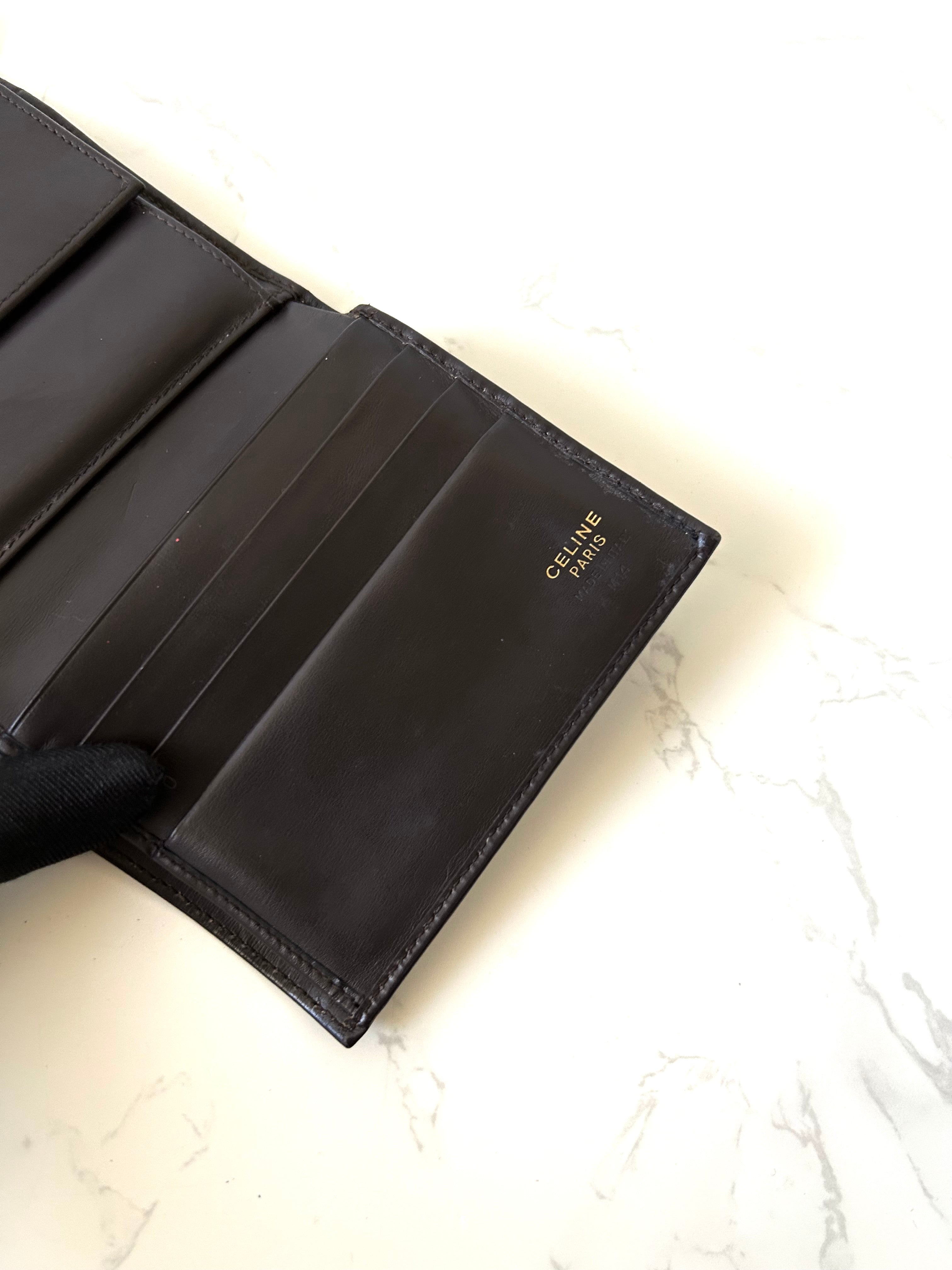 CELINE rare dark brown planet short wallet / wallet