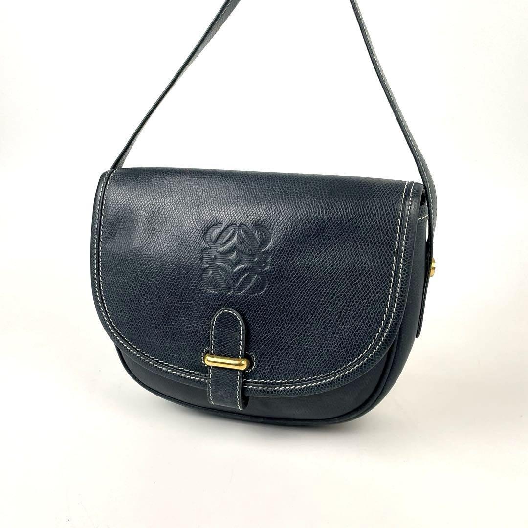 LOEWE rare black and blue half-moon saddle - with original photo card