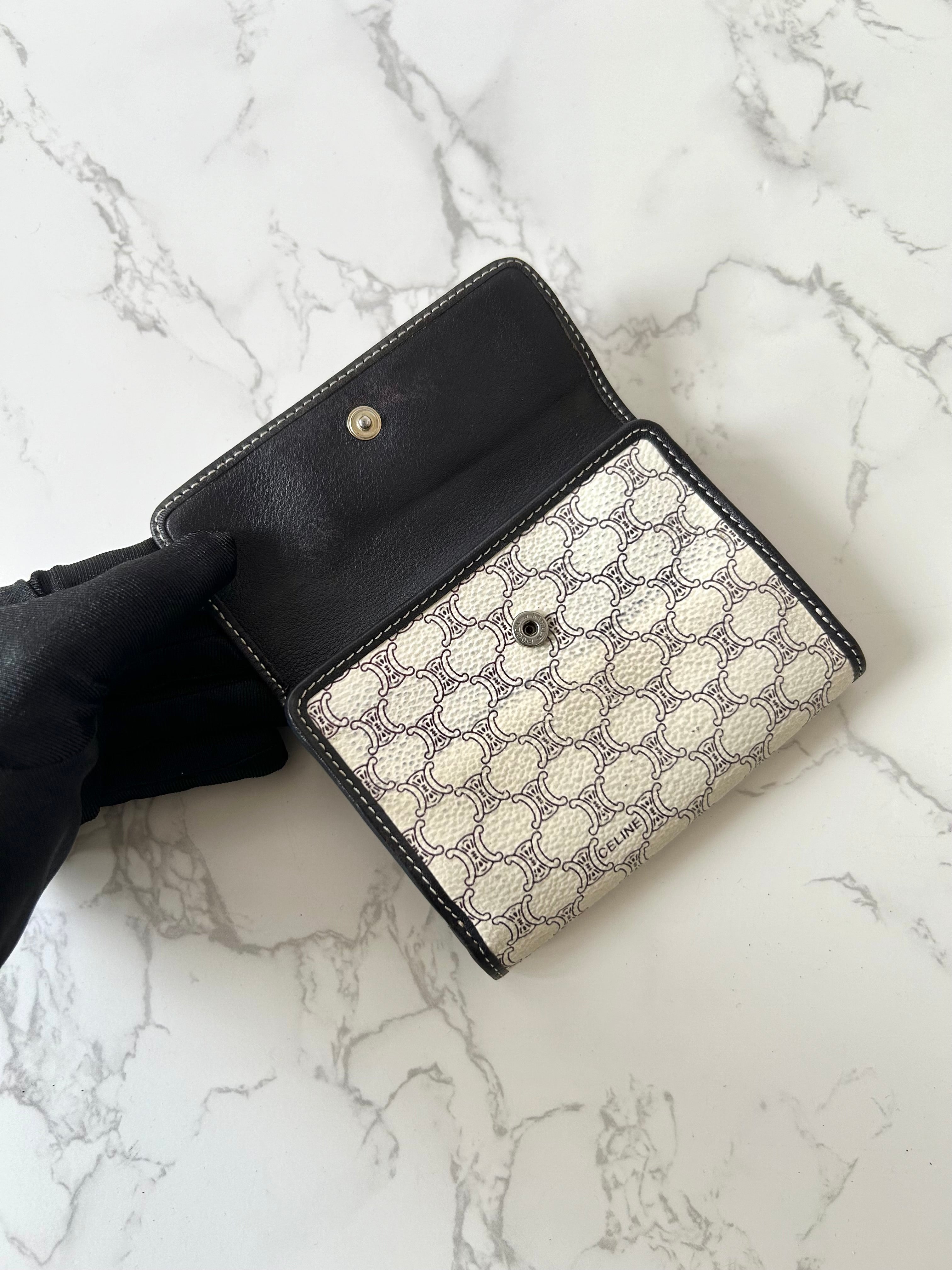 CELINE black and white monogram Arc de Triomphe monogram short wallet/wallet/wallet