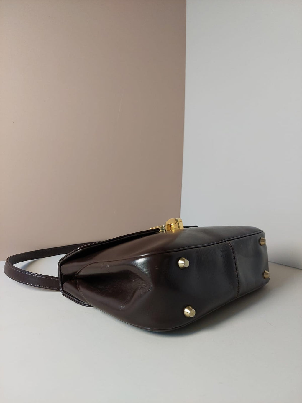 CHRISTIAN DIOR rare brown leather parent-child shoulder bag/side backpack/handbag