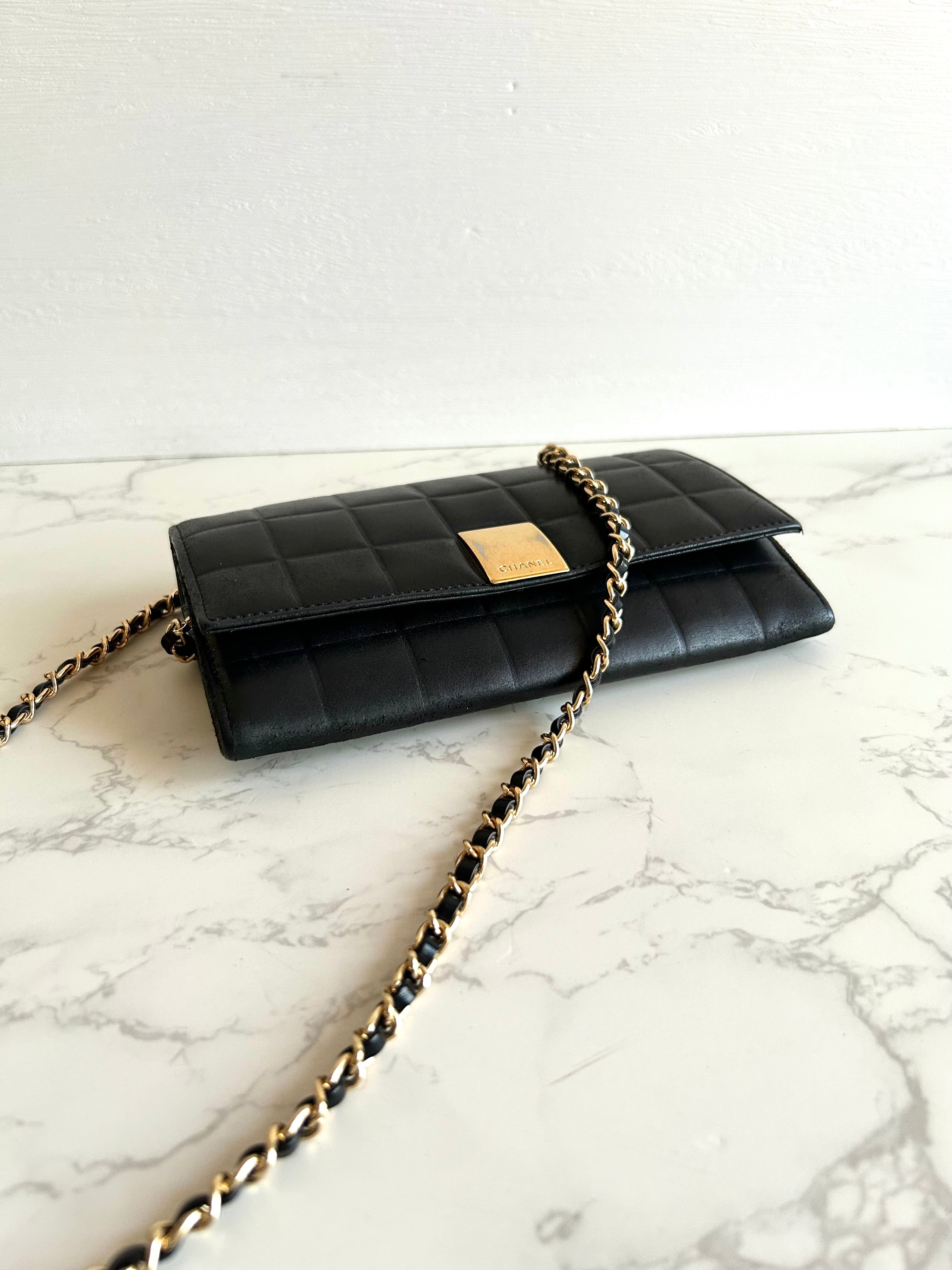 CHANEL Black Ice Cube Gold Buckle WOC Long Wallet / Diagonal Bag / Side Bag