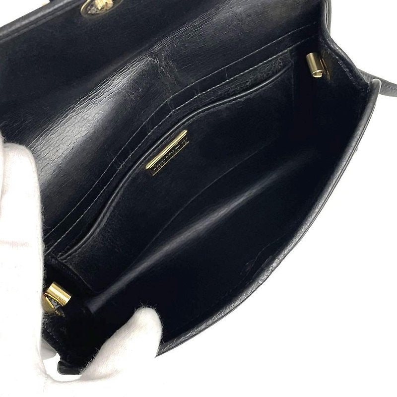 CHRISTIAN DIOR rare black patchwork leather gold buckle side bag / crossbody bag