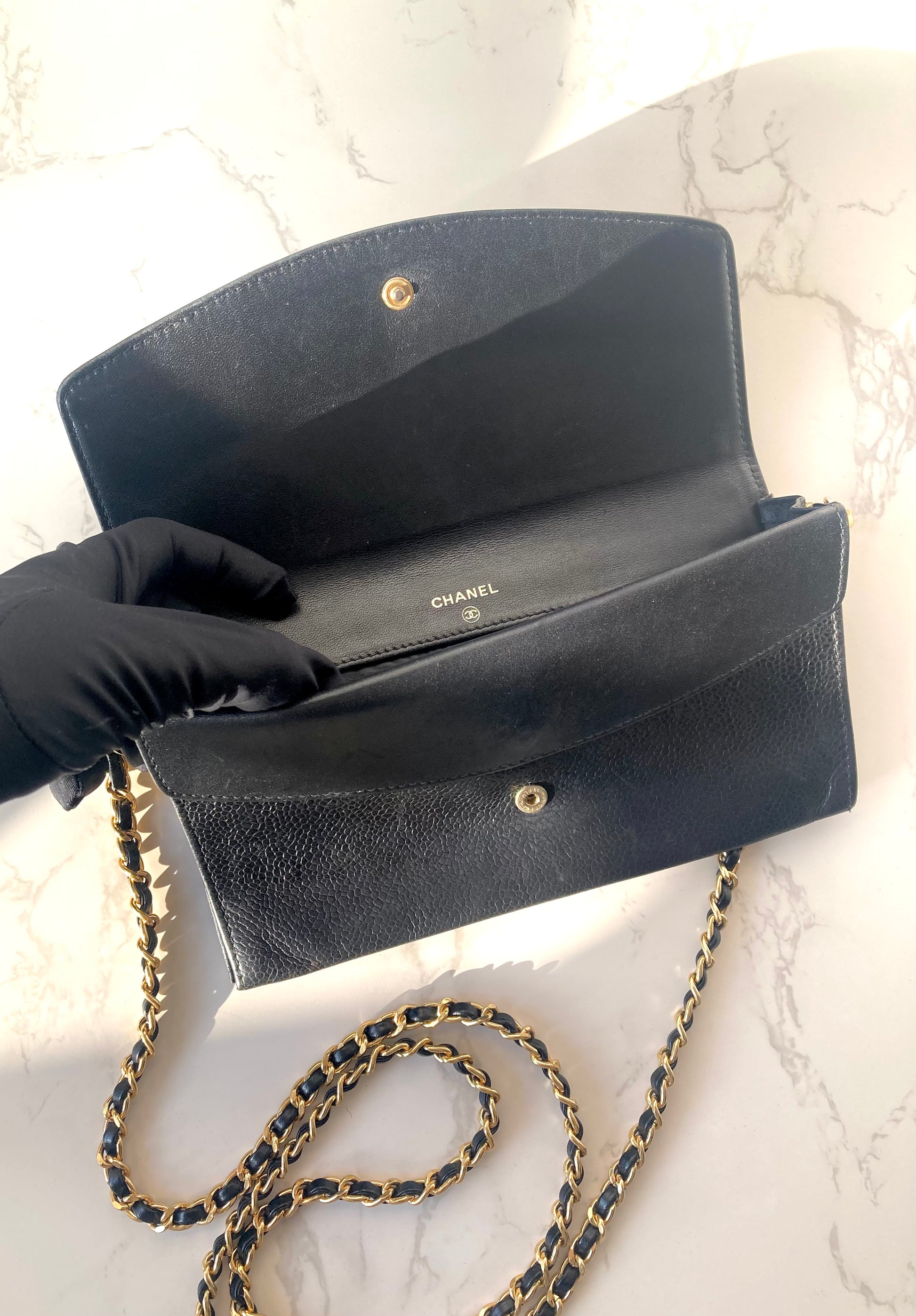 CHANEL Caviar Leather Black Wallet-on-Chain WOC (Add-on)