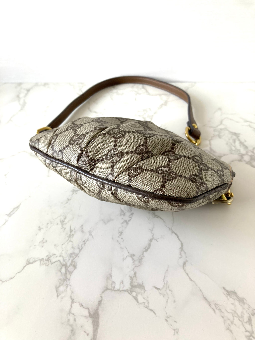 GUCCI Brown Monogram Gold Accessories Mini Two-way Crossbody / Pouch Bag
