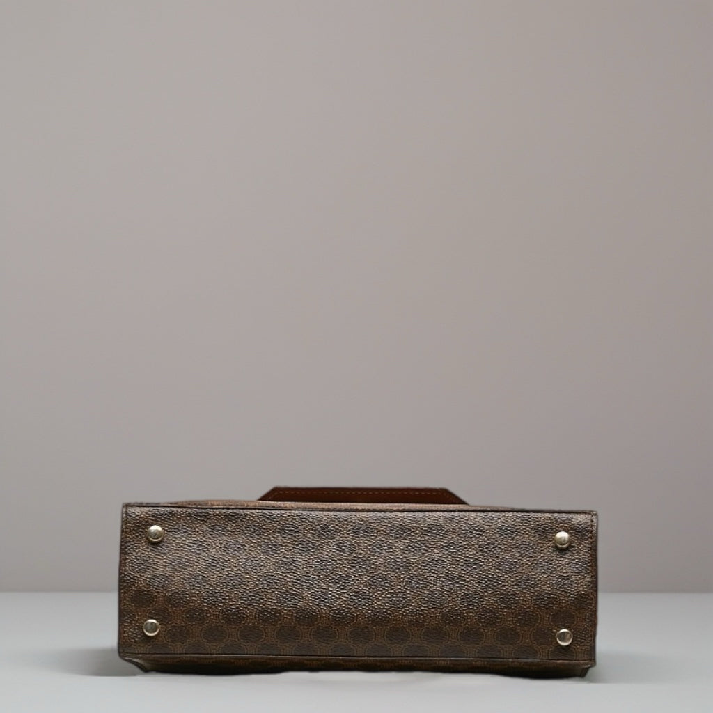CELINE 中古咖啡色老花信封盒子包/側背包/斜背包