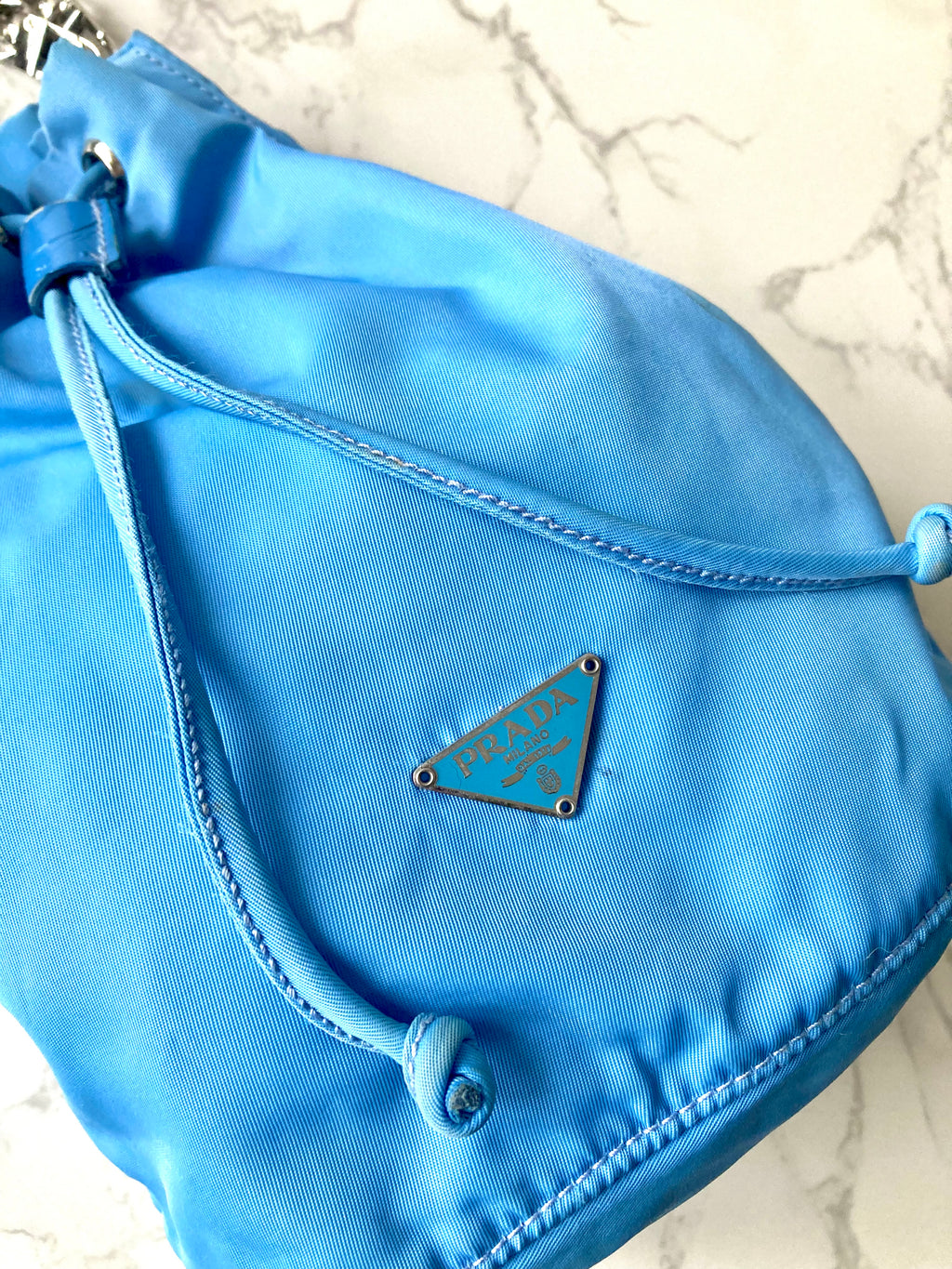 PRADA Parachute Chain Blue Mini Bucket (Add-on)