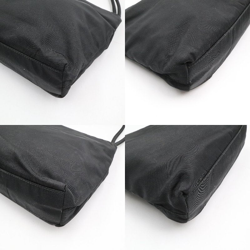 PRADA black silver triangle nylon tote bag/shoulder bag/handbag