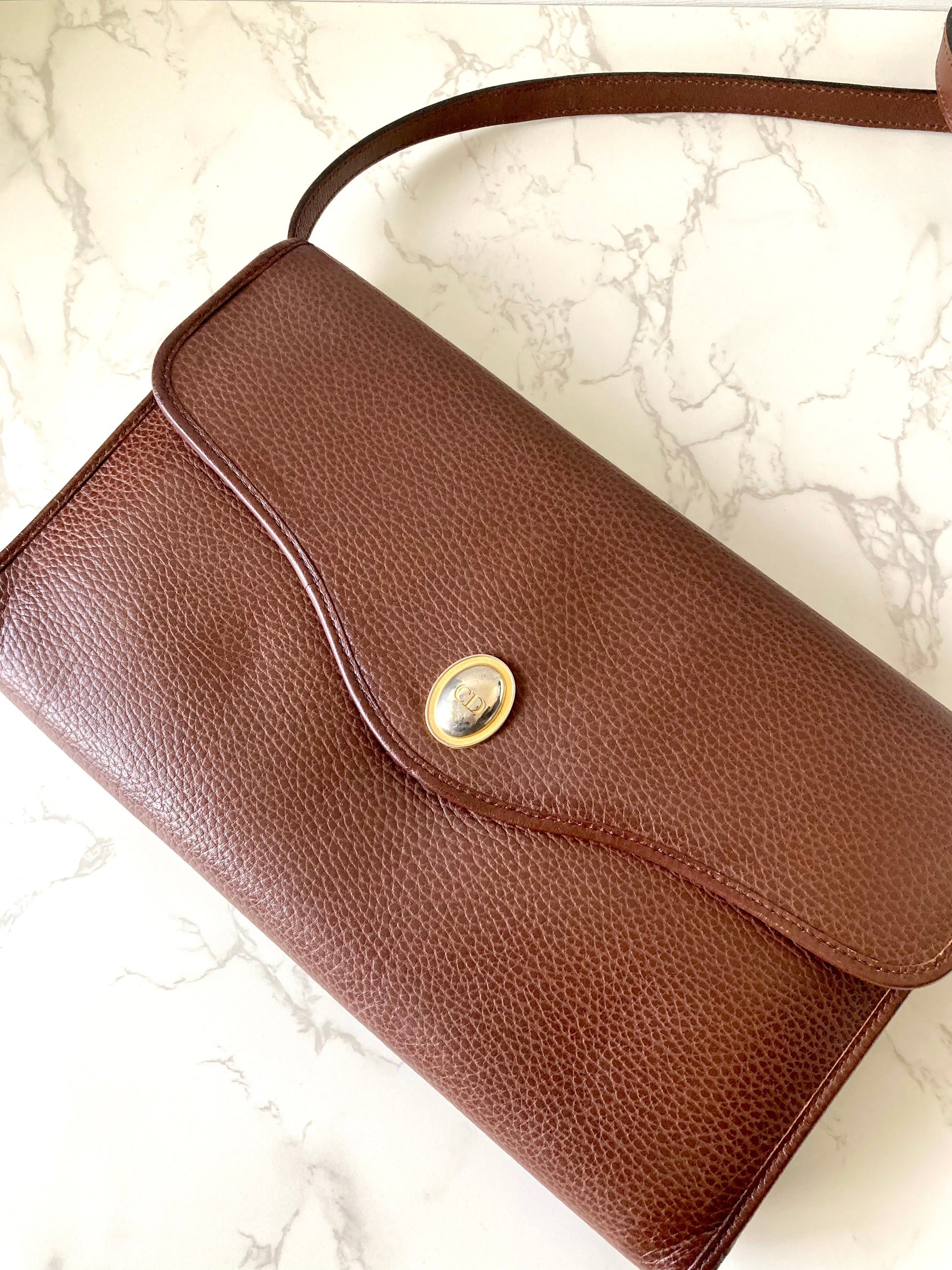 CHRISTIAN DIOR Rare Brown x Gold Egg Crossbody Bag