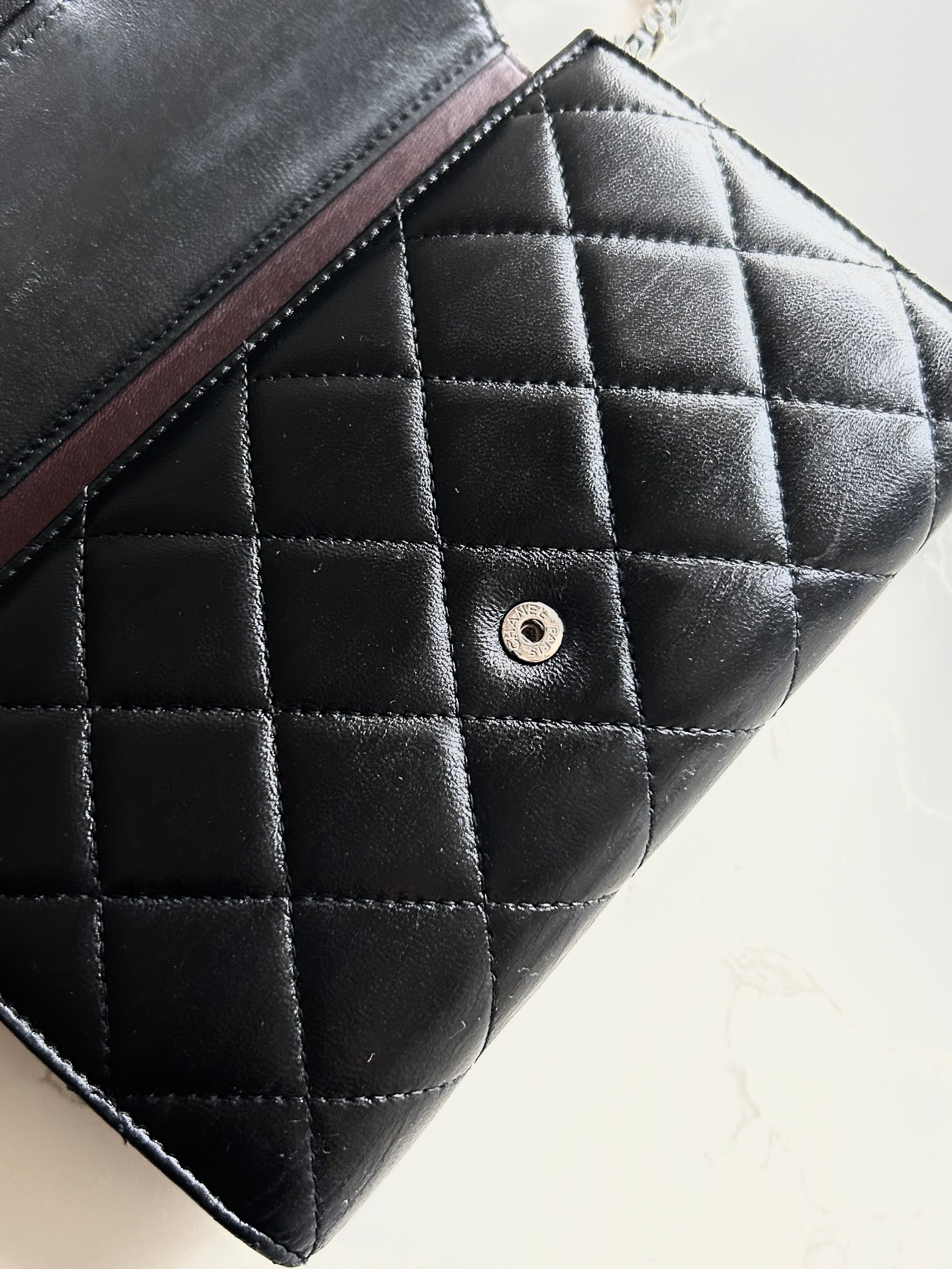 CHANEL Black Lambskin WOC Long Wallet / Side Bag / Crossbody Bag