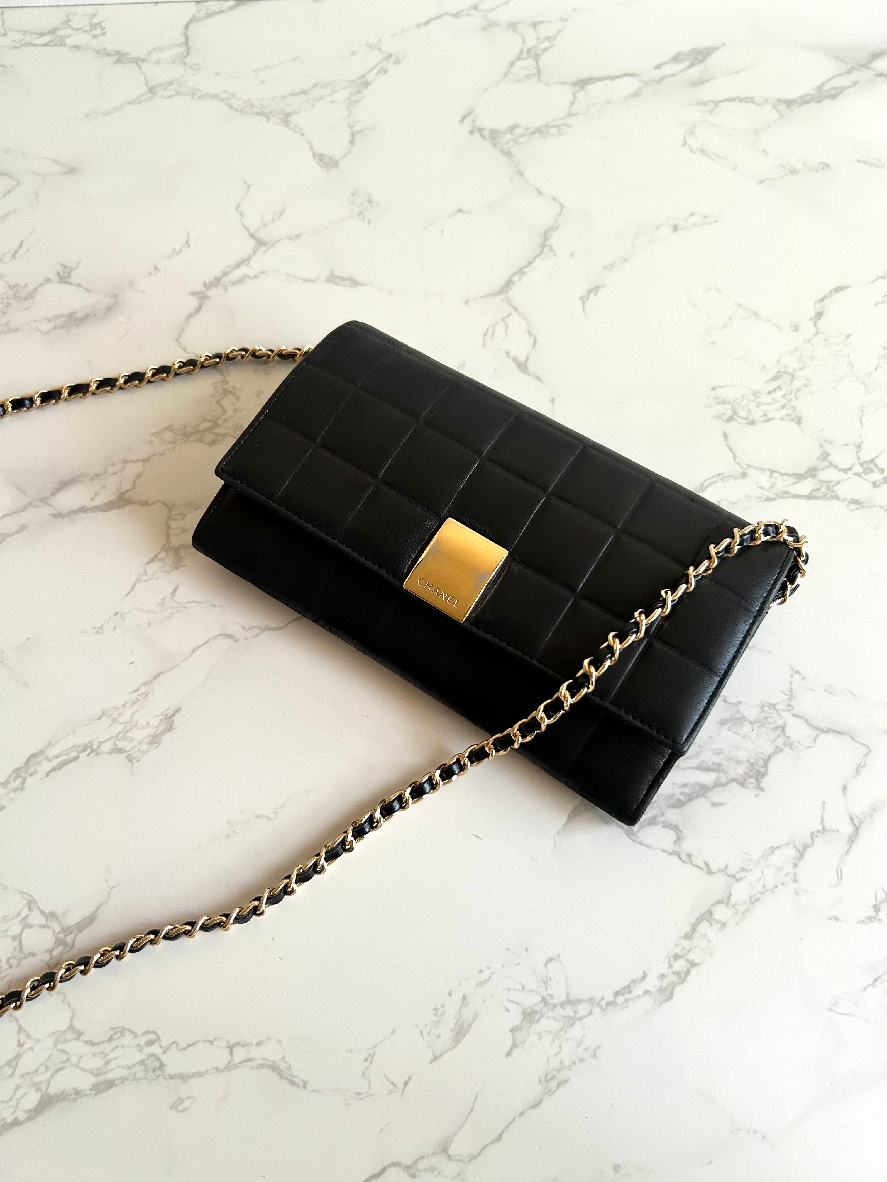 CHANEL Black Ice Cube Gold Buckle WOC Long Wallet / Diagonal Bag / Side Bag