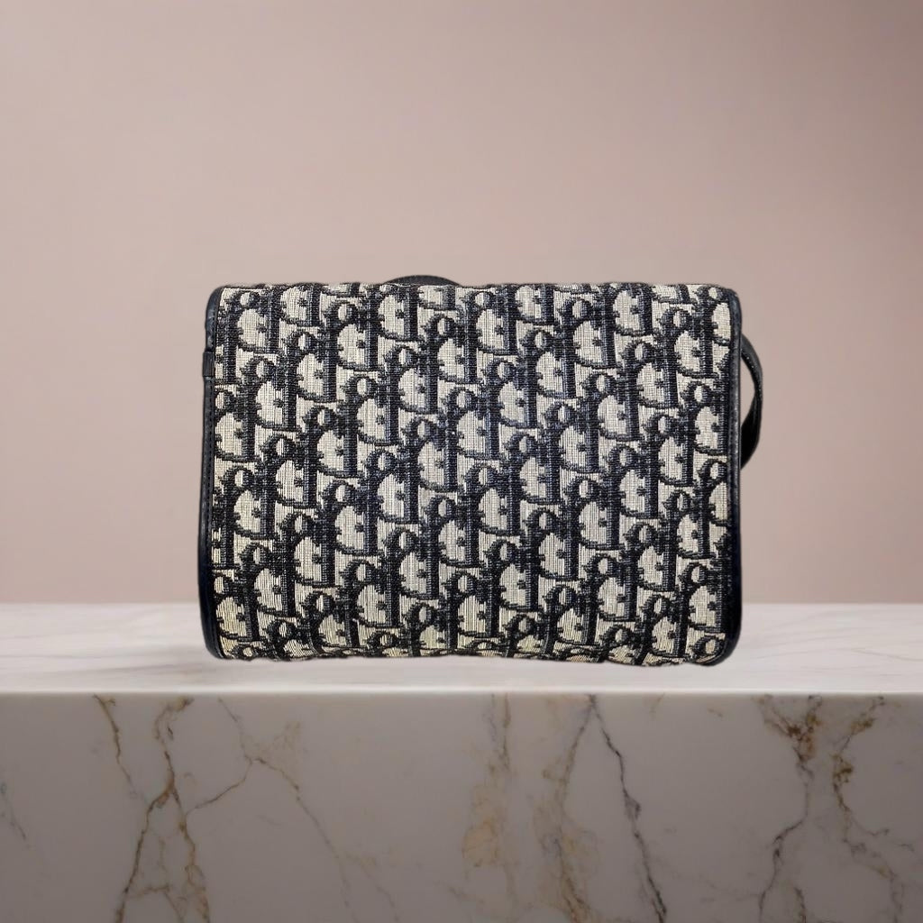 CHRISTIAN DIOR dark blue monogram shoulder bag/side bag/oblique bag - Japanese second-hand Vintage