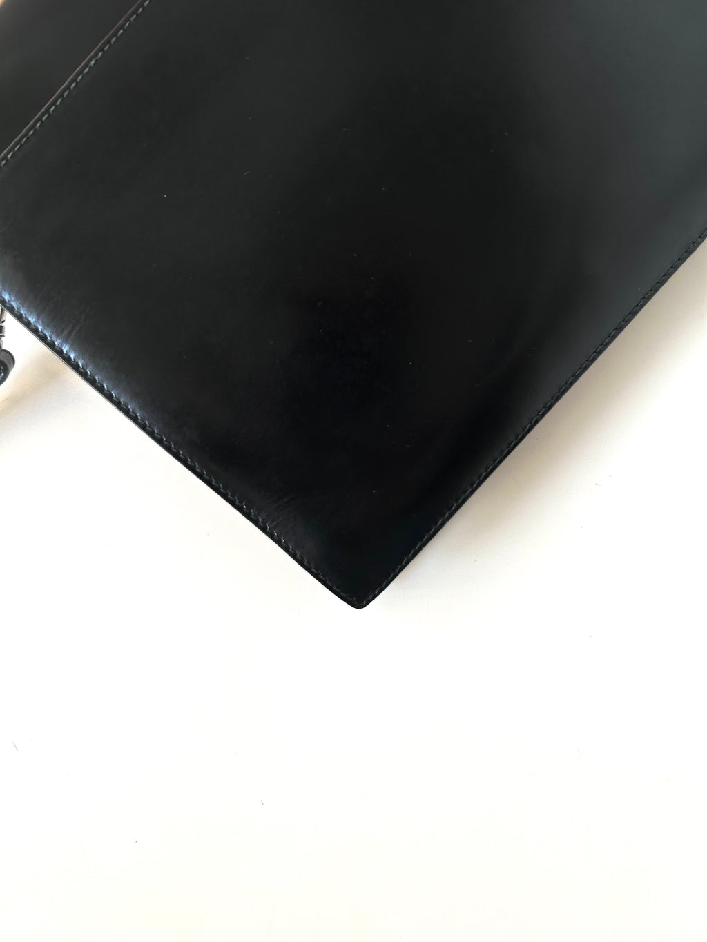 CELINE Rare Planet Black Silver Leather Envelope Bag/Side Bag/Messenger Bag
