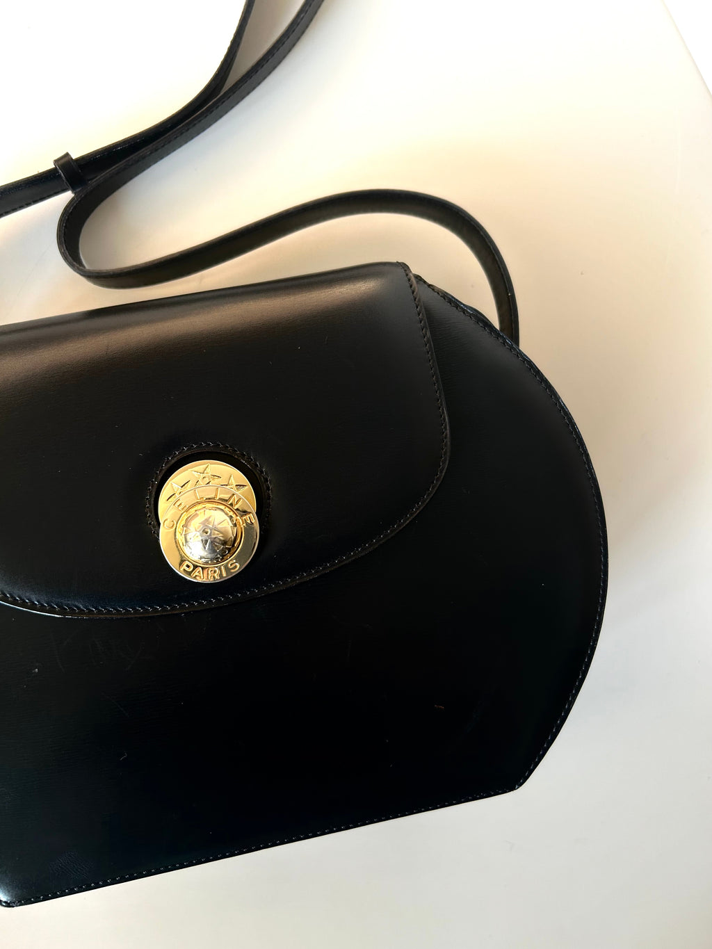CELINE Rare Moving Planet Black Leather Tofu Bun Small Bag Side Bag / Crossbody Bag