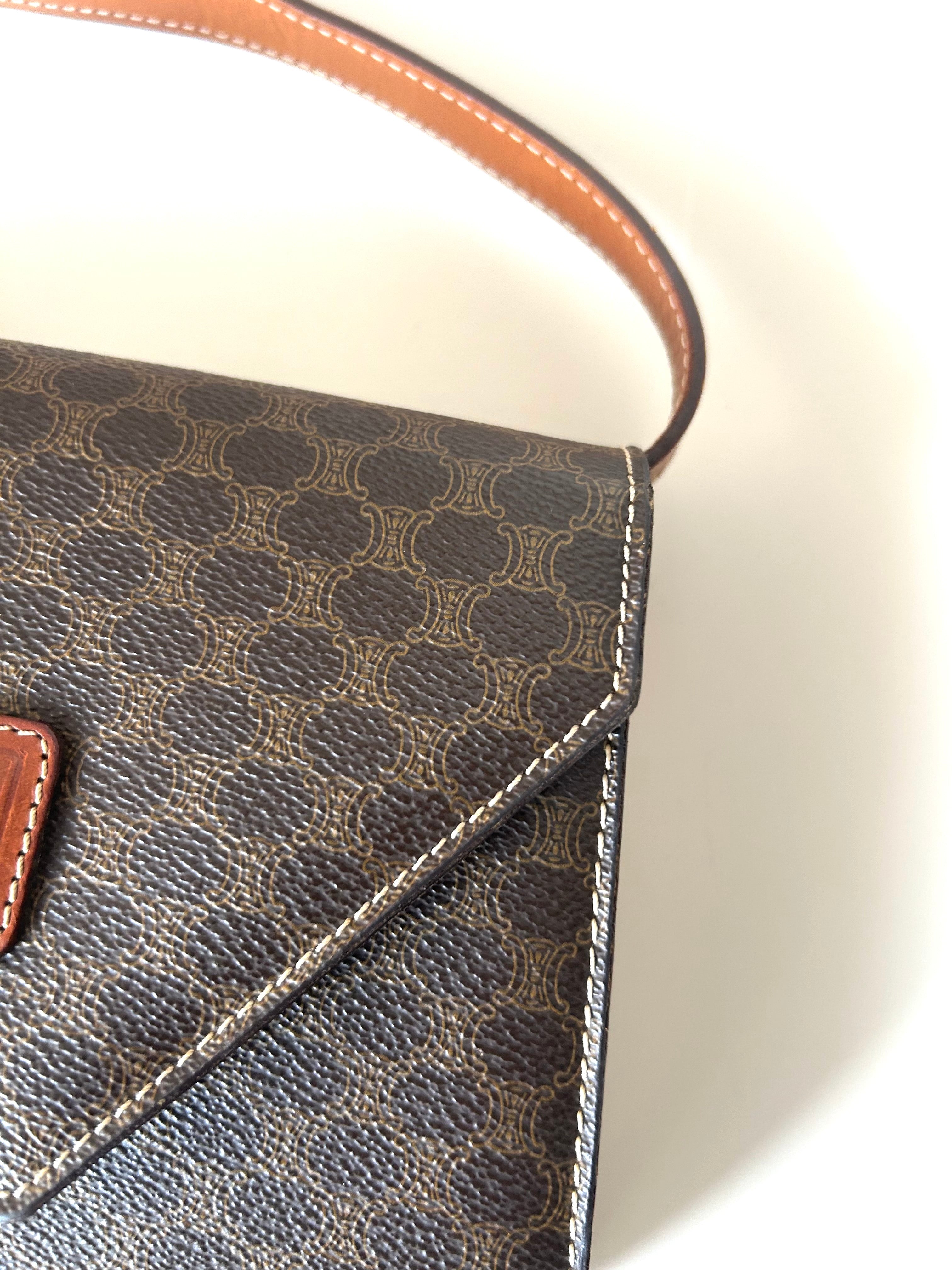 CELINE Brown Old Flower Envelope Box Small Bag/Side Bag/Messenger Bag