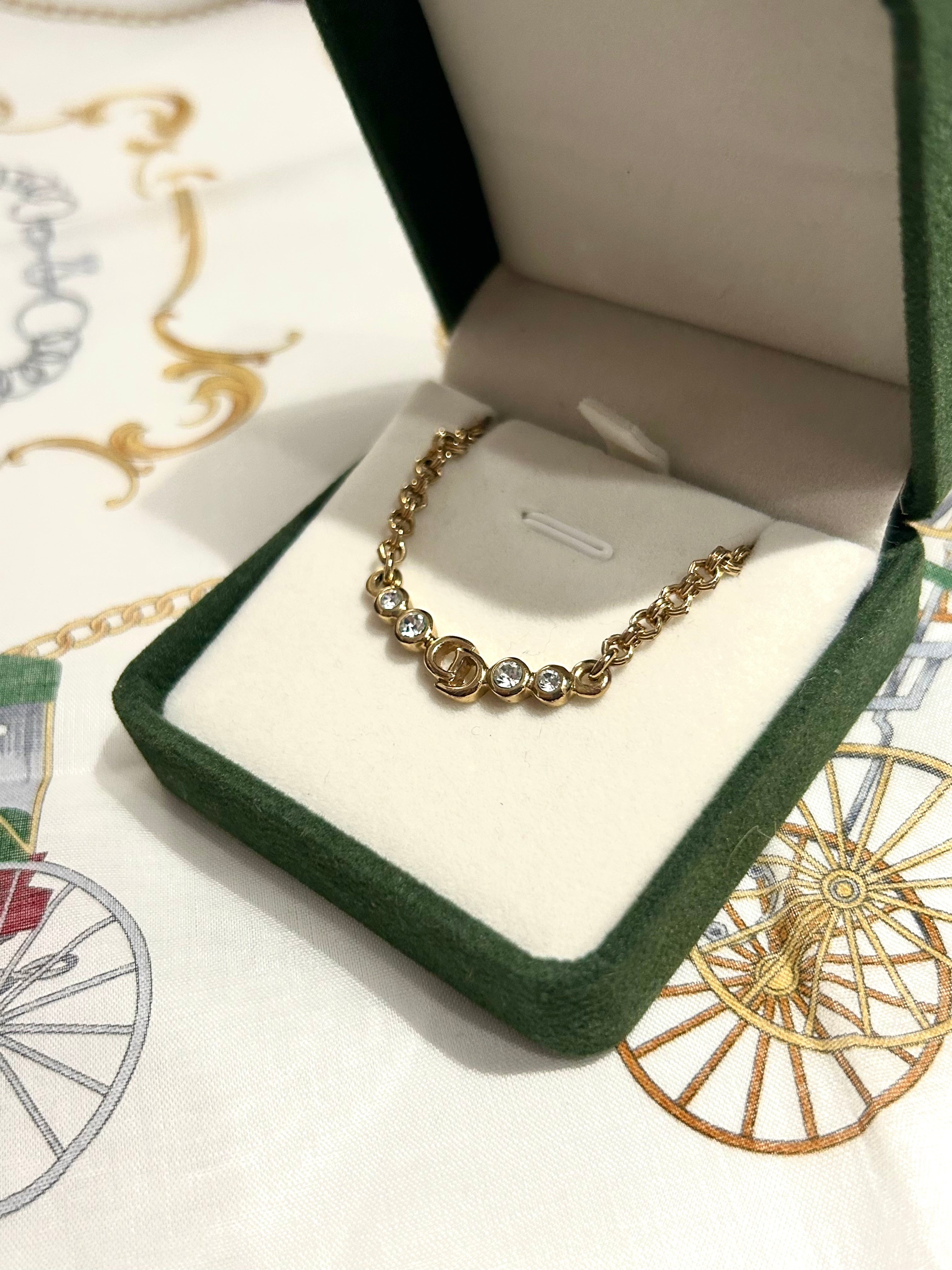 CHRISTIAN DIOR Water Diamond Gold Clavicle Necklace/Jewelry