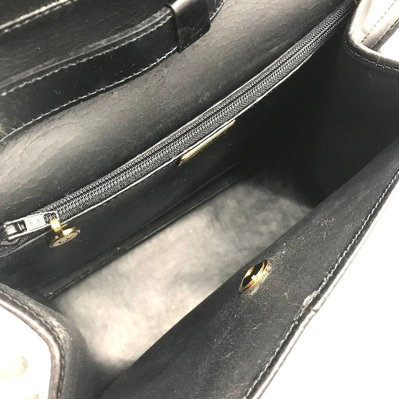 CHRISTIAN DIOR Rare Black Kelly Leather Side Bag/Messenger Bag/Handbag - Japanese Second-hand Vintage