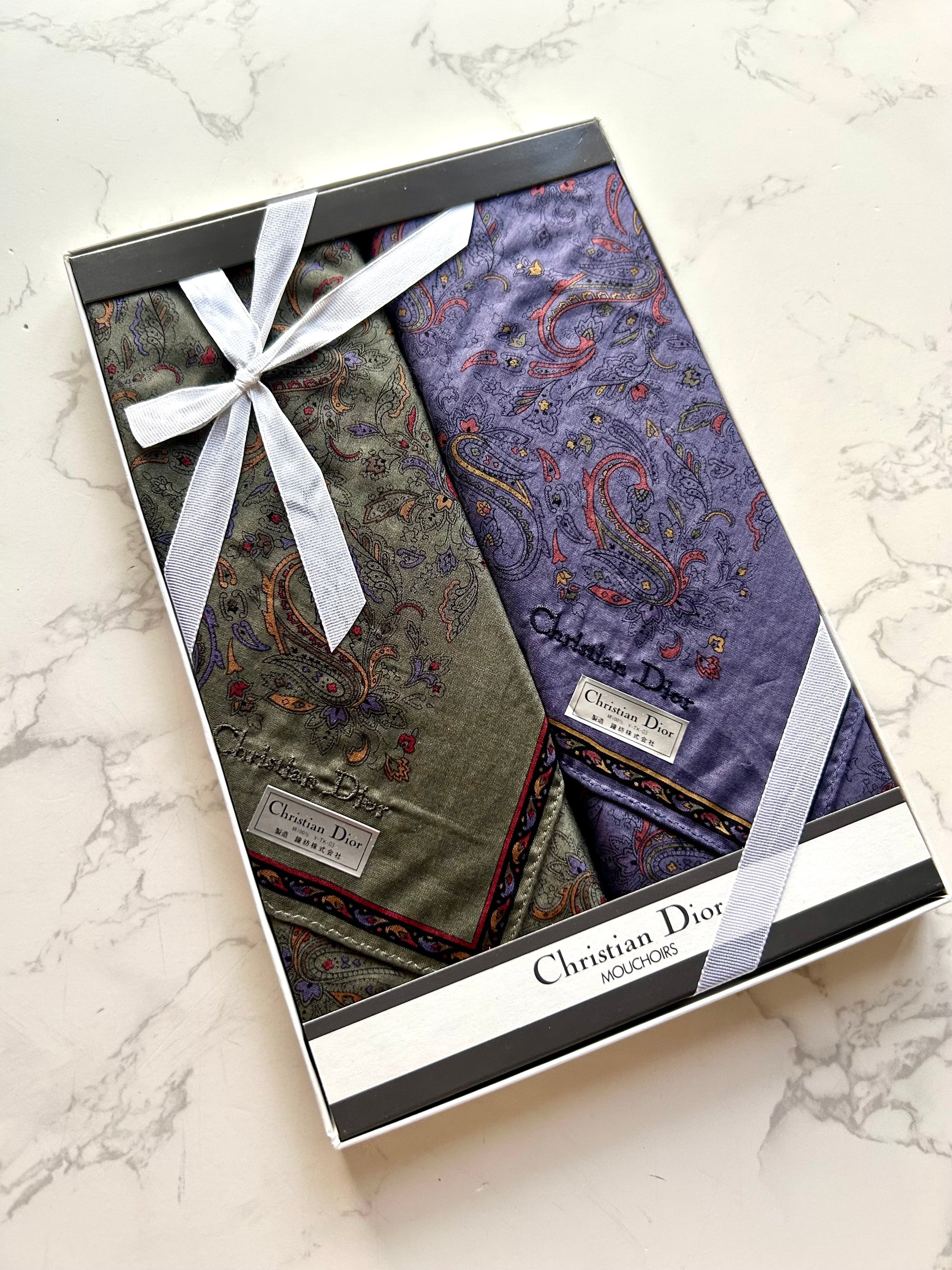 DIOR 未使用保存品•腰果花絲巾禮盒 - 一套2條· 新春禮品