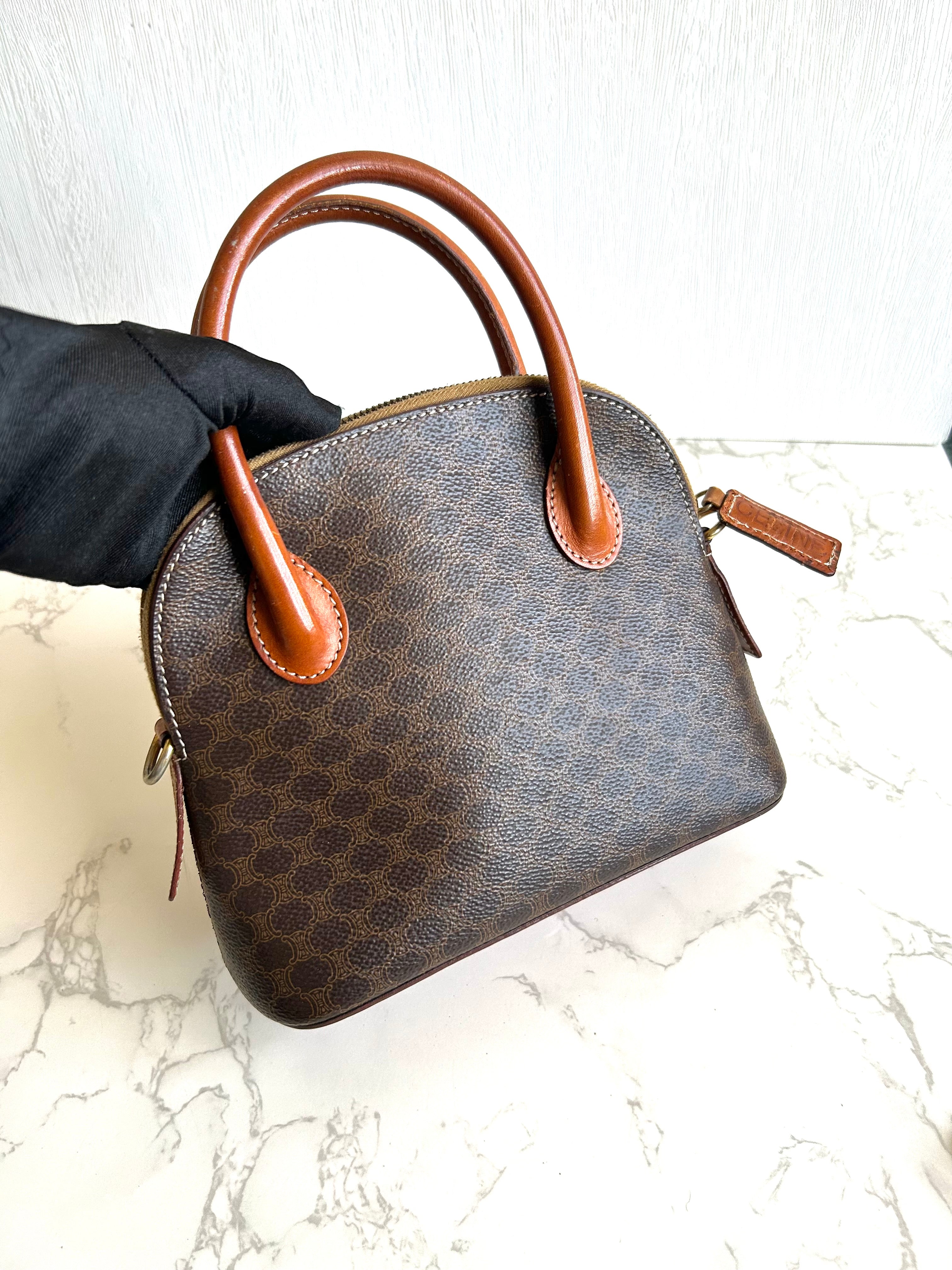 CELINE rare old flower small shell/side bag/oblique bag/handbag