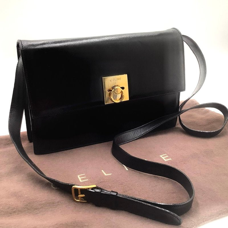 CELINE black gold ring envelope box small clutch/side bag/crossbody bag
