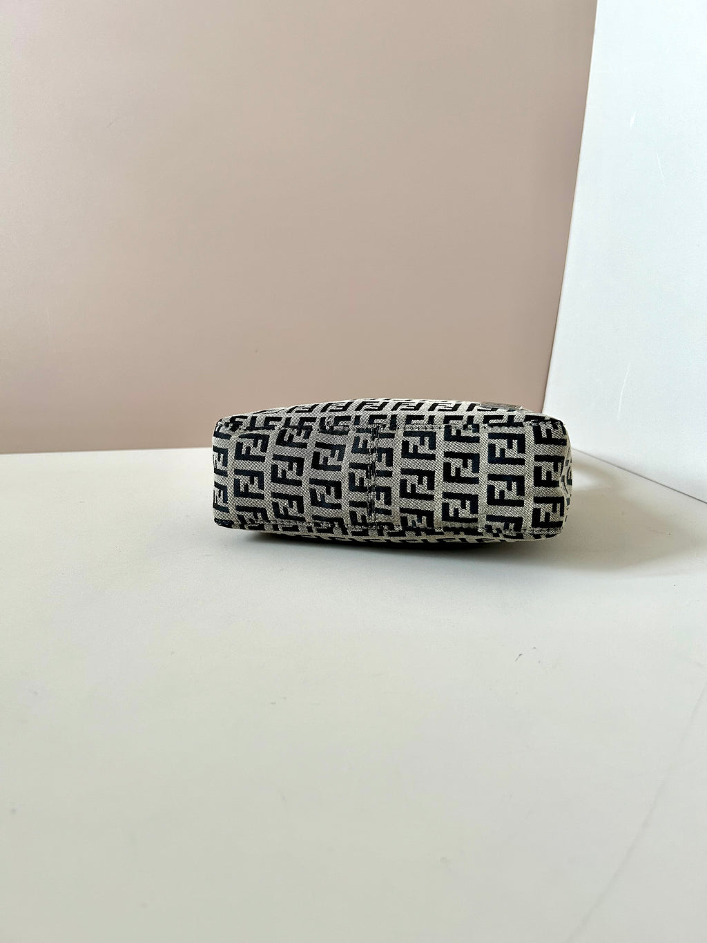 FENDI Zucchino blue and black old flower silver buckle small lunch box bag/underarm bag/side backpack