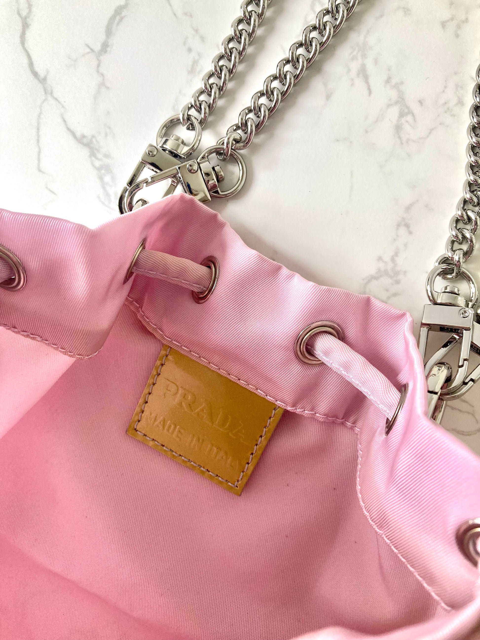 PRADA Parachute Chain PInk Mini Bucket (Add-on)