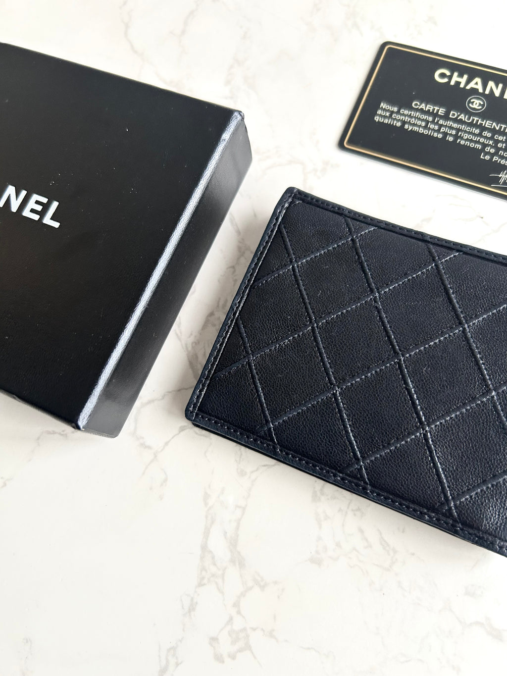 Chanel 黑色小羊皮革中夾 錢包 短夾 皮夾