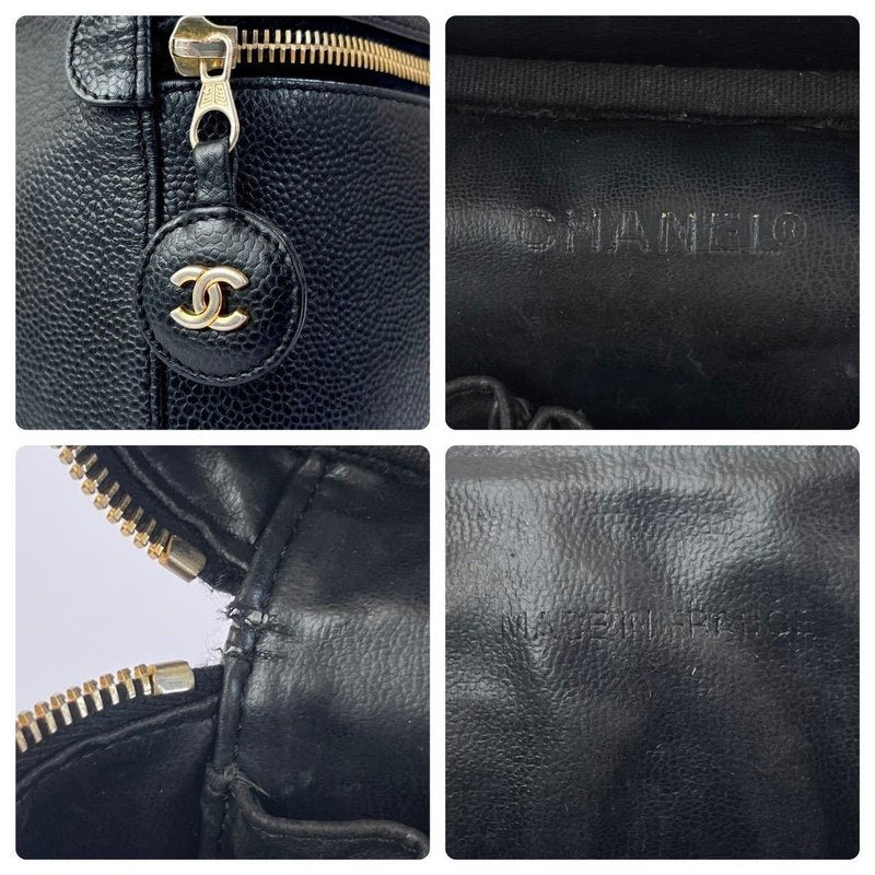 CHANEL Rare Vertical Black Caviar Leather Vanity Box/Side Bag/Messenger Bag/Clutch
