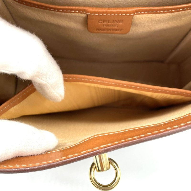 CELINE Brown Old Flower Leather Gold Buckle Small Envelope Box Small Bag/Side Bag/Messenger Bag - Japanese Second-hand Vintage
