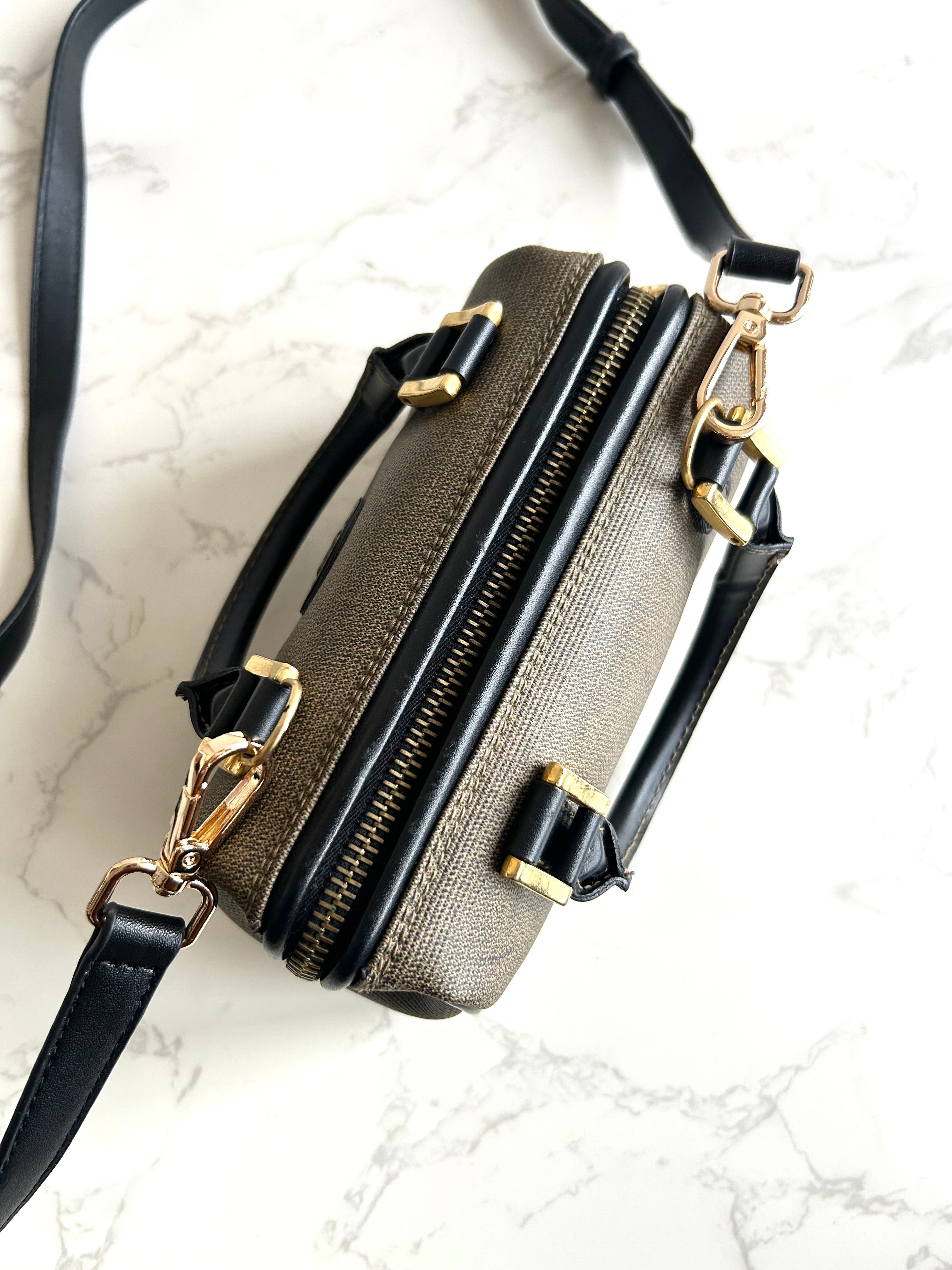 Rare vintage Fendi 80s-90s mini 16.5cm patchwork leather 2-way Boston bag crossbody bag shoulder bag