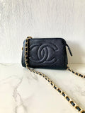 CHANEL Rare Black Caviar Leather Chain Small Bag/Side Bag/Messenger Bag/Clutch Bag