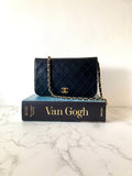 CHANEL classic black gold buckle 24cm Full Flap chain small bag/side backpack/shoulder bag