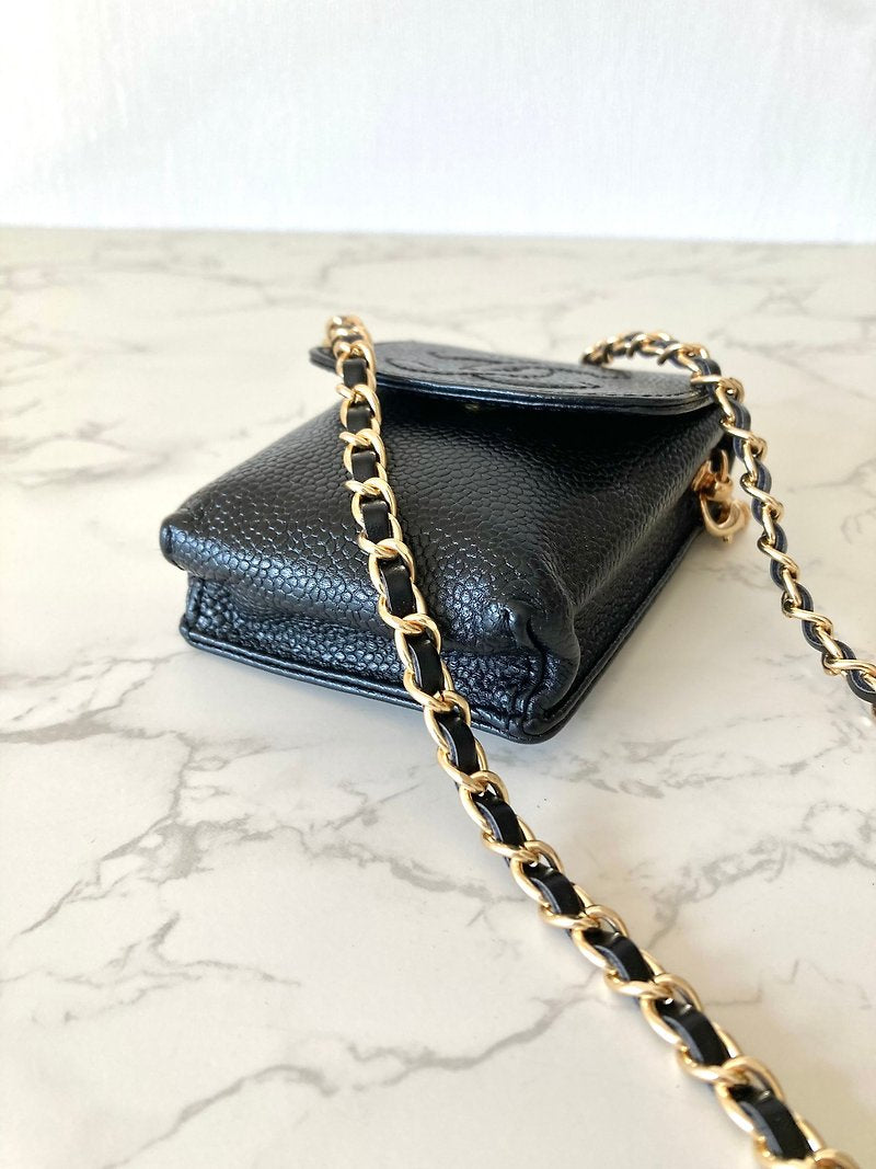 CHANEL Caviar Black Small Bag/Side Bag/Cross Bag - Japanese Second-hand Vintage