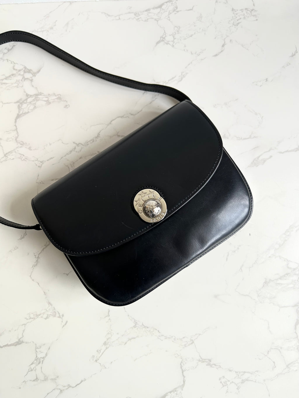CELINE Rare Moving Planet Black Tofu Side Bag/Slant Bag