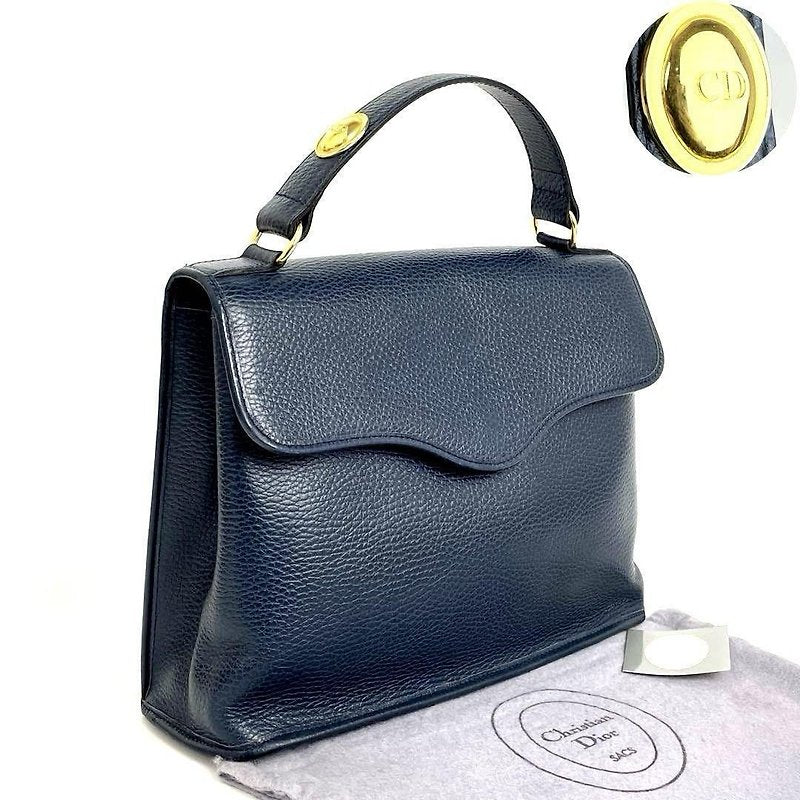 CHRISTIAN DIOR Rare Dark Blue Gold Egg Kelly Leather Side Bag/Messenger Bag/Handbag
