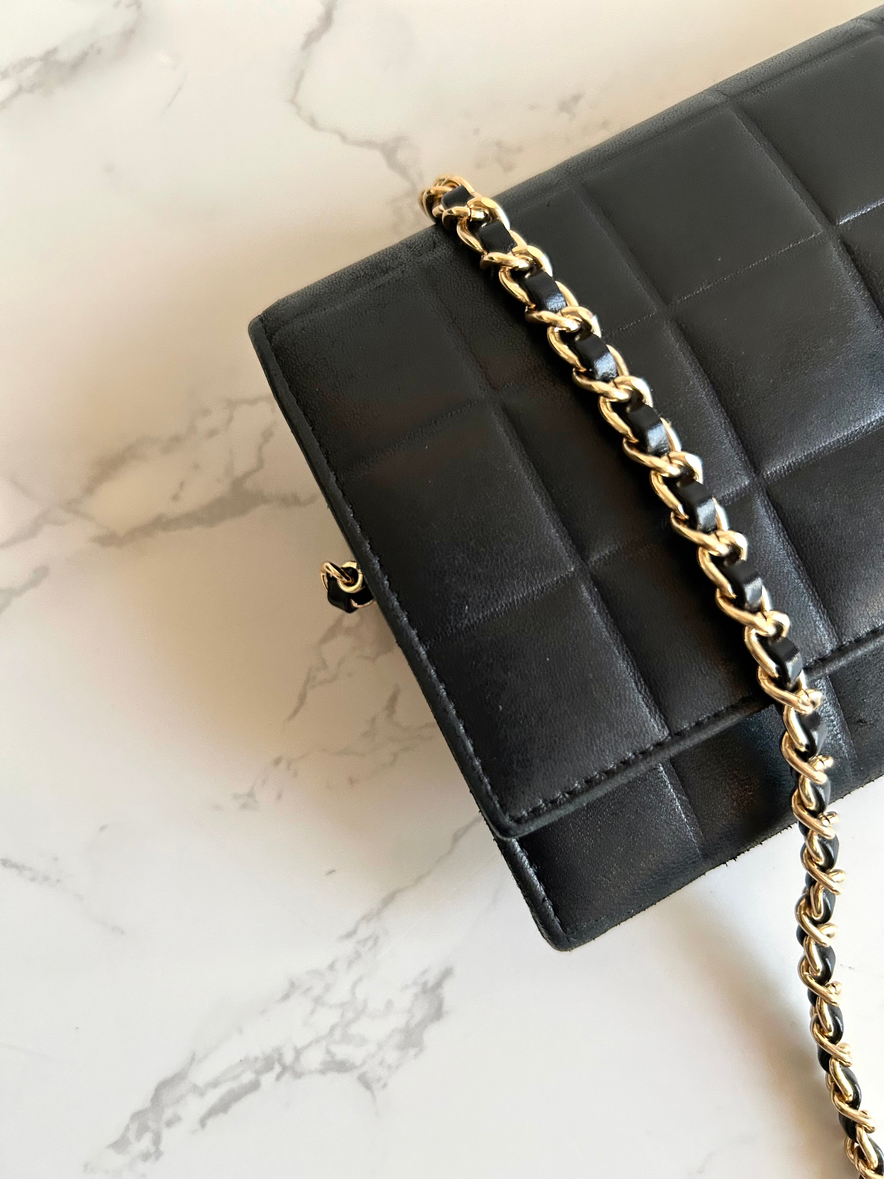 CHANEL Black Ice Cube Gold Buckle WOC Long Wallet / Diagonal Bag / Side Bag